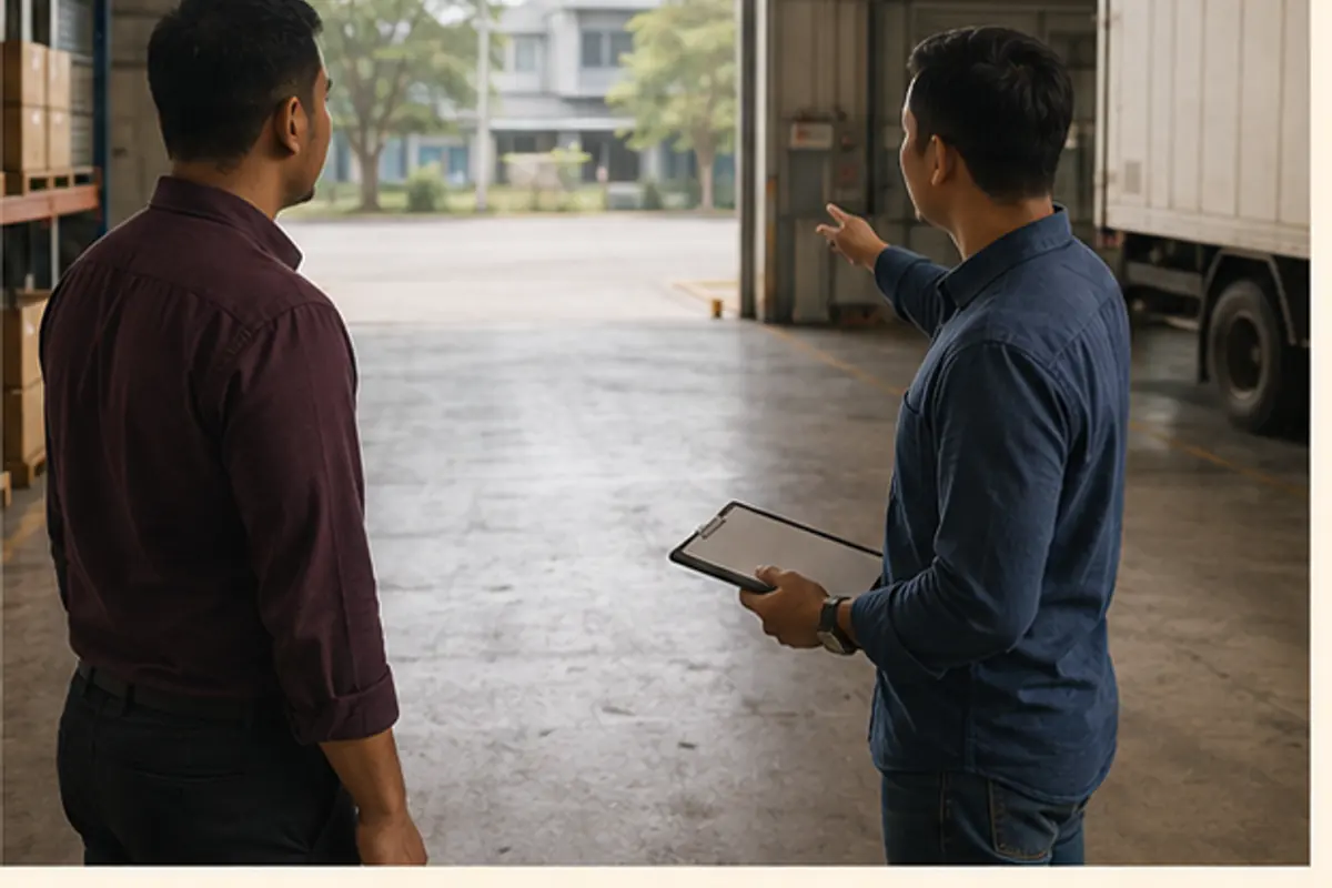 Van kerja di titik pengambilan tanpa jenama